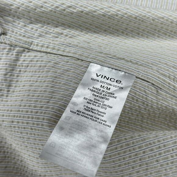 VINCE Peninsula Stripe Short Sleeve Shirt Men's Size Medium Button Down Cotton - Picture 7 of 8